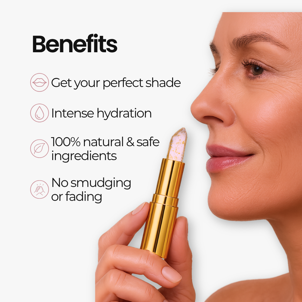 Aura pH Lipstick applied on lips